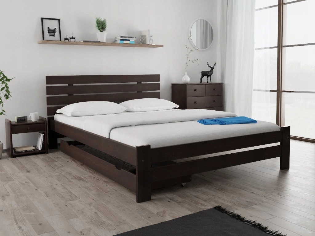 Postel Paris zvýšená 140×200 cm, ořech latk. rošt, matr. Somnia 18 cm