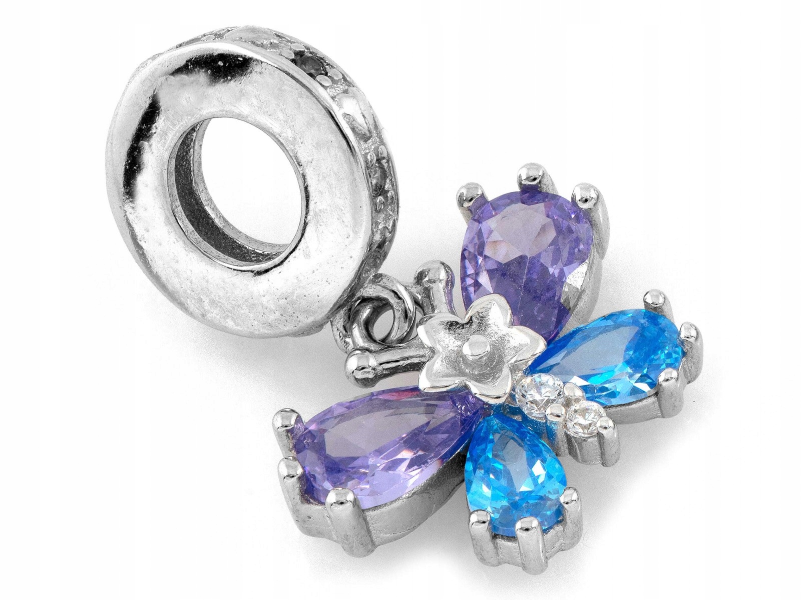 Lesklý stříbrný 925 beads přívěsek motýl 2.20g Šperky jako dárek