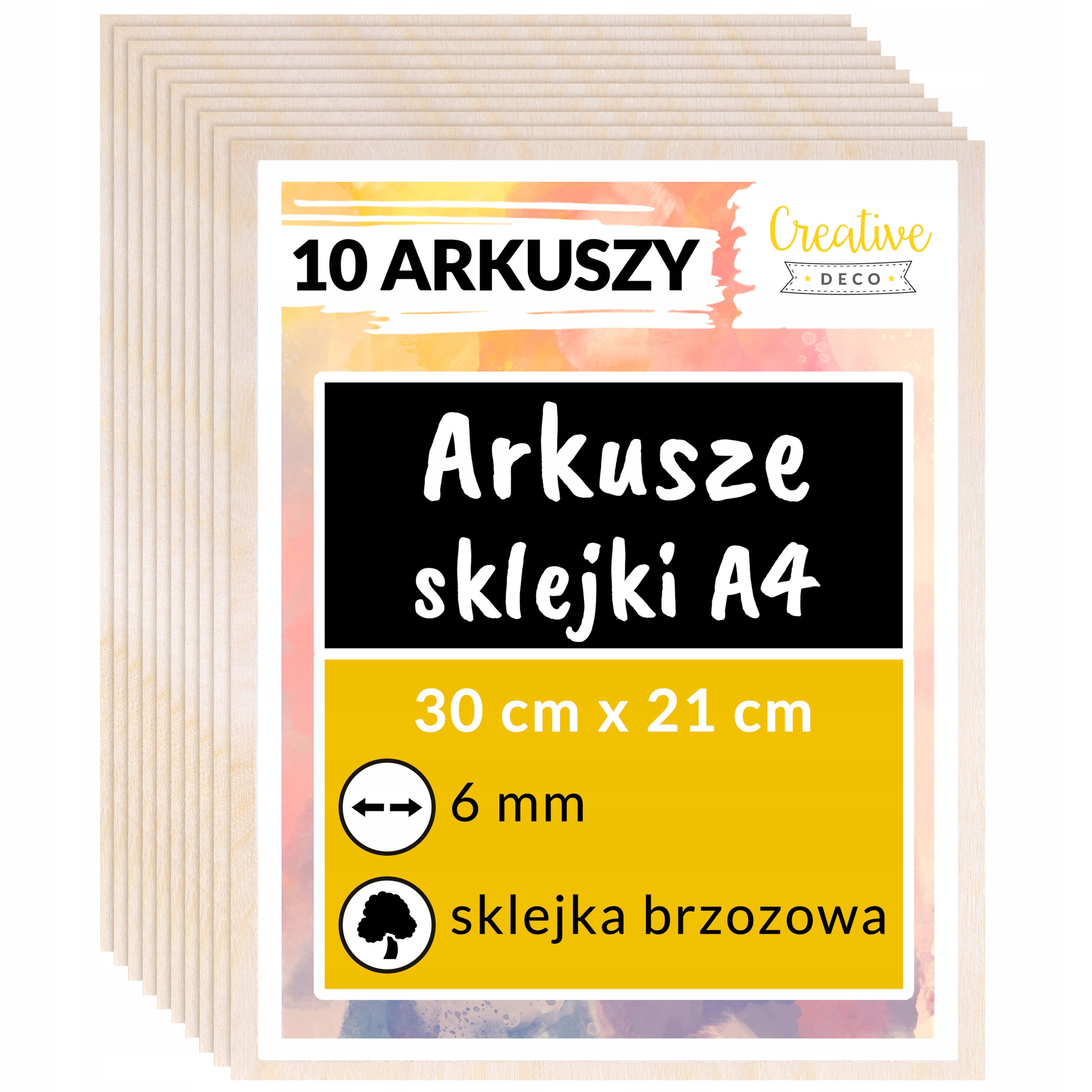 Deska překližka pro laserové řezání gravírování dekorací 6mm A4 x 10 kusů