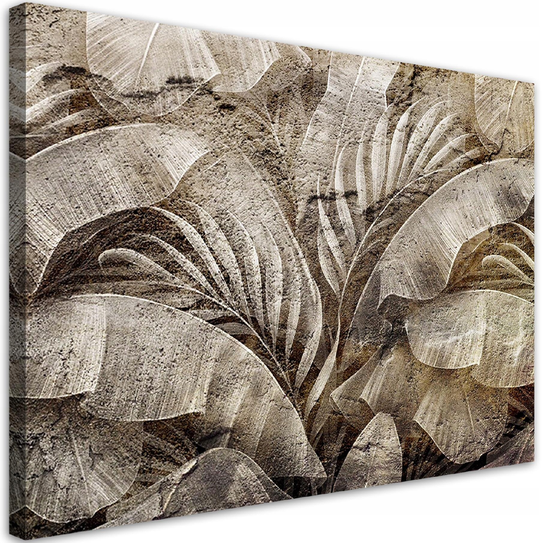 Obraz na plátne, Listy palmy džungľa na imitácii betónu 90x60