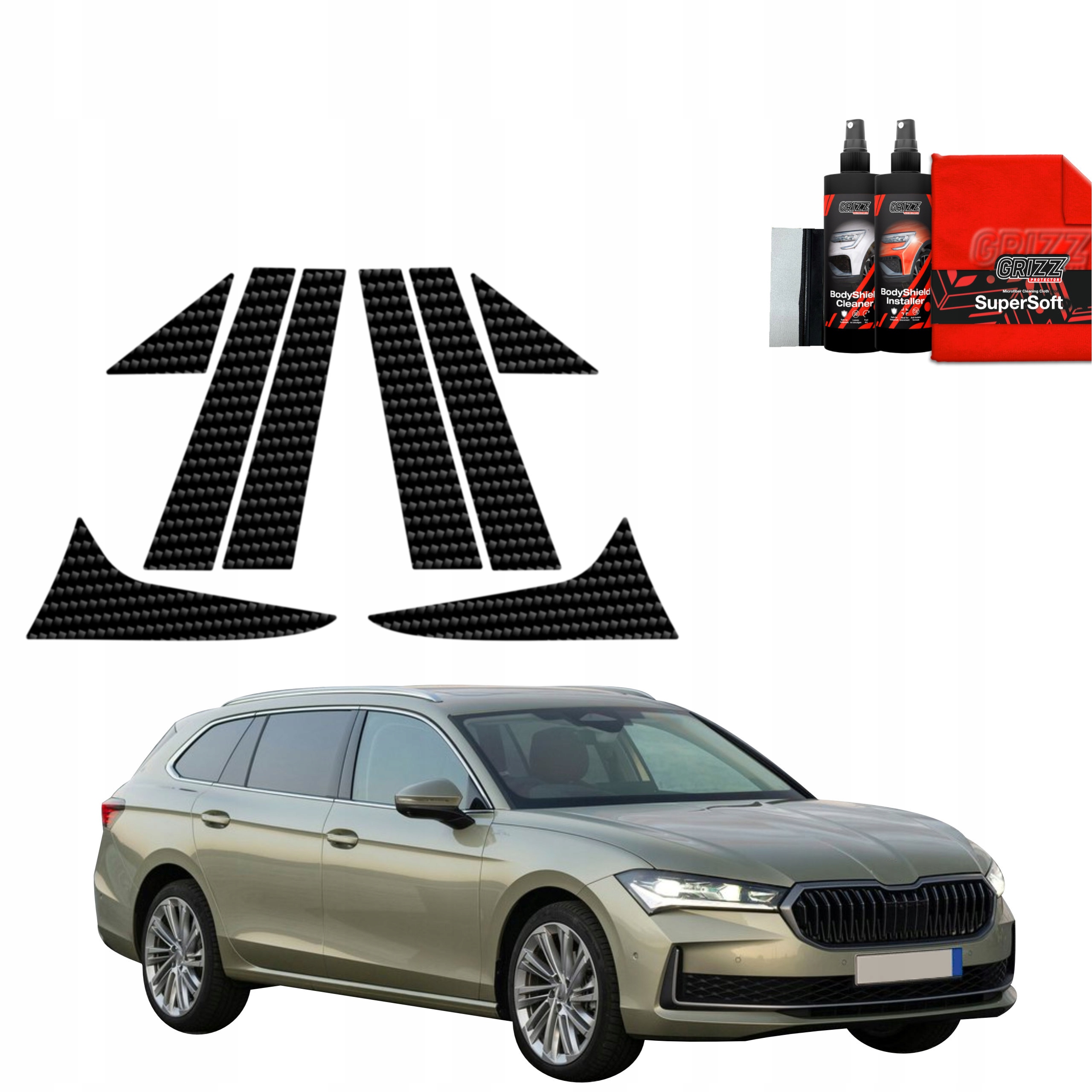 8v1 Fólie na sloupky pro Škoda Superb 4 Combi (2024-2025)