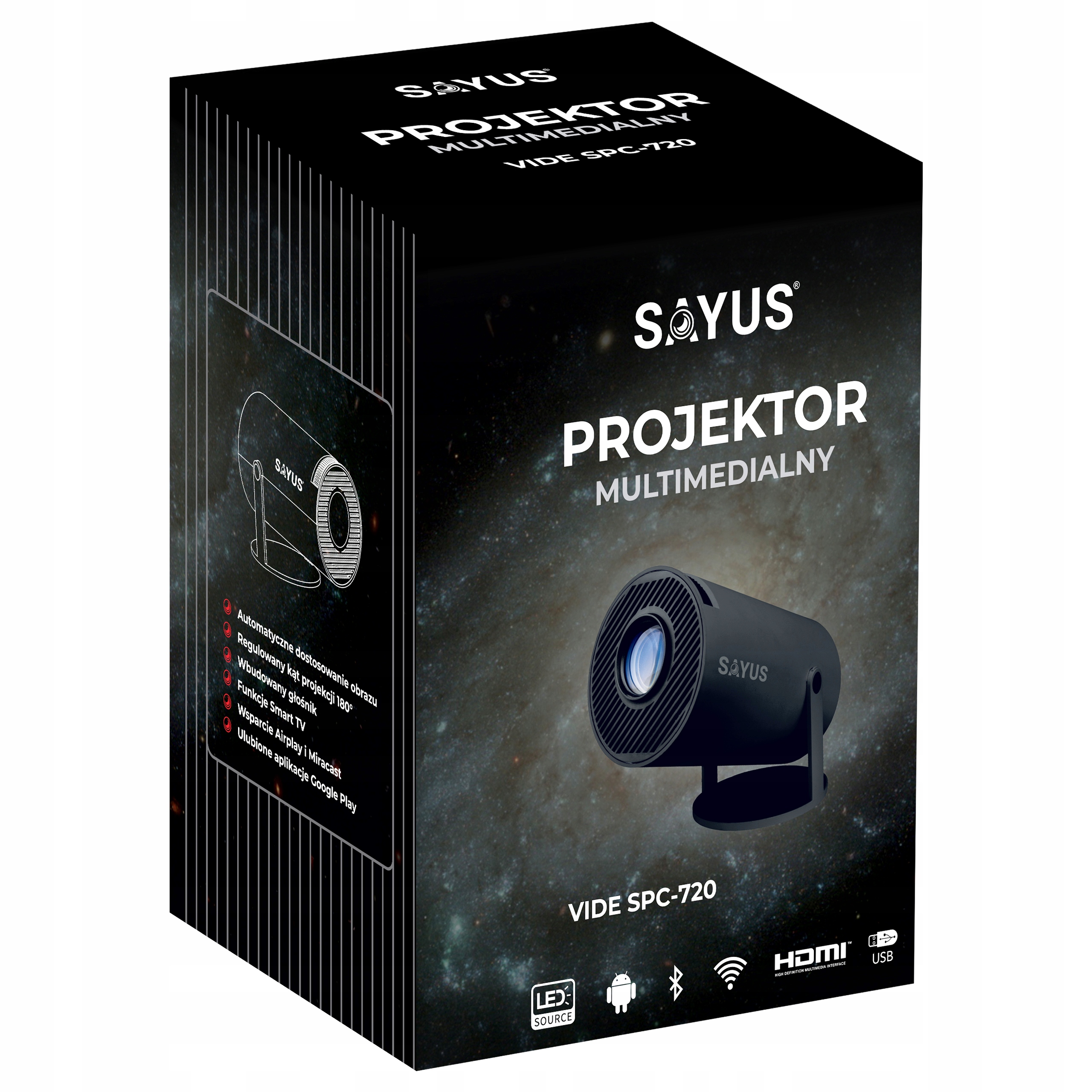 PROJEKTOR RZUTNIK ANDROID TV ETUI PRZENOŚNY SMART WiFi FULLHD MULTIMEDIALNY Kontrast (x:1) 1500