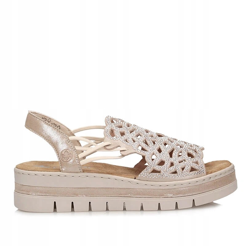 Dámské sandály Rieker V4941-60 béžové s nazouvacím vzorem