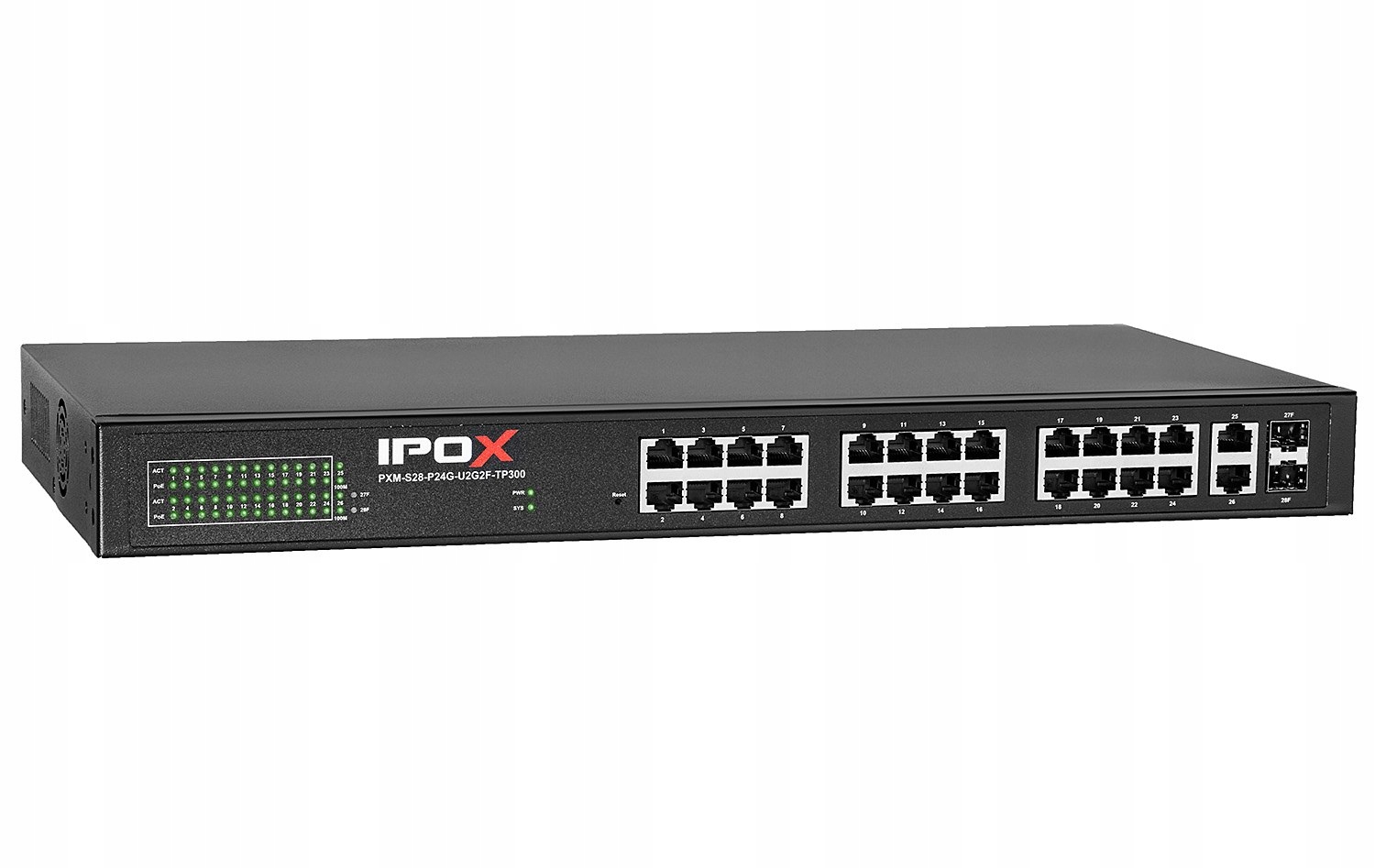 PXM-S28-P24G-U2G2F-TP300 - switch gigabitowy PoE 24-port + 2 RJ45 + 2 SFP