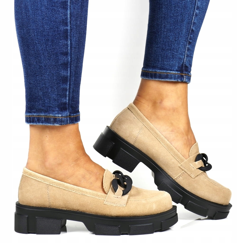 iBoty Mokasyny Z Kůže Platforma