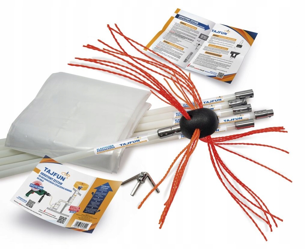 Set Na Čistenie Komína Zospodu Na Vŕtačku Tajfun 8 m Kefa