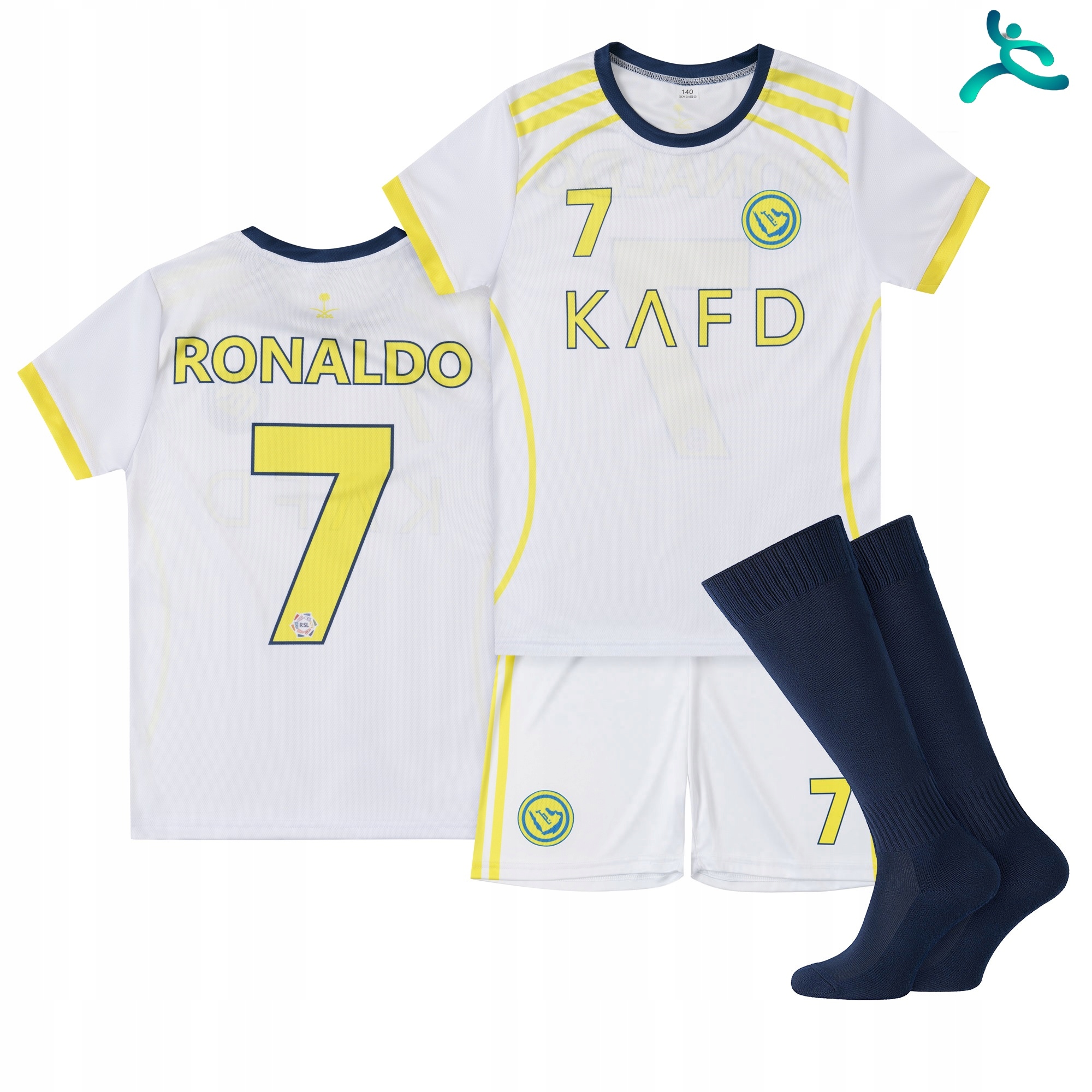 Strój komplet piłkarski getry Ronaldo rozm. 152