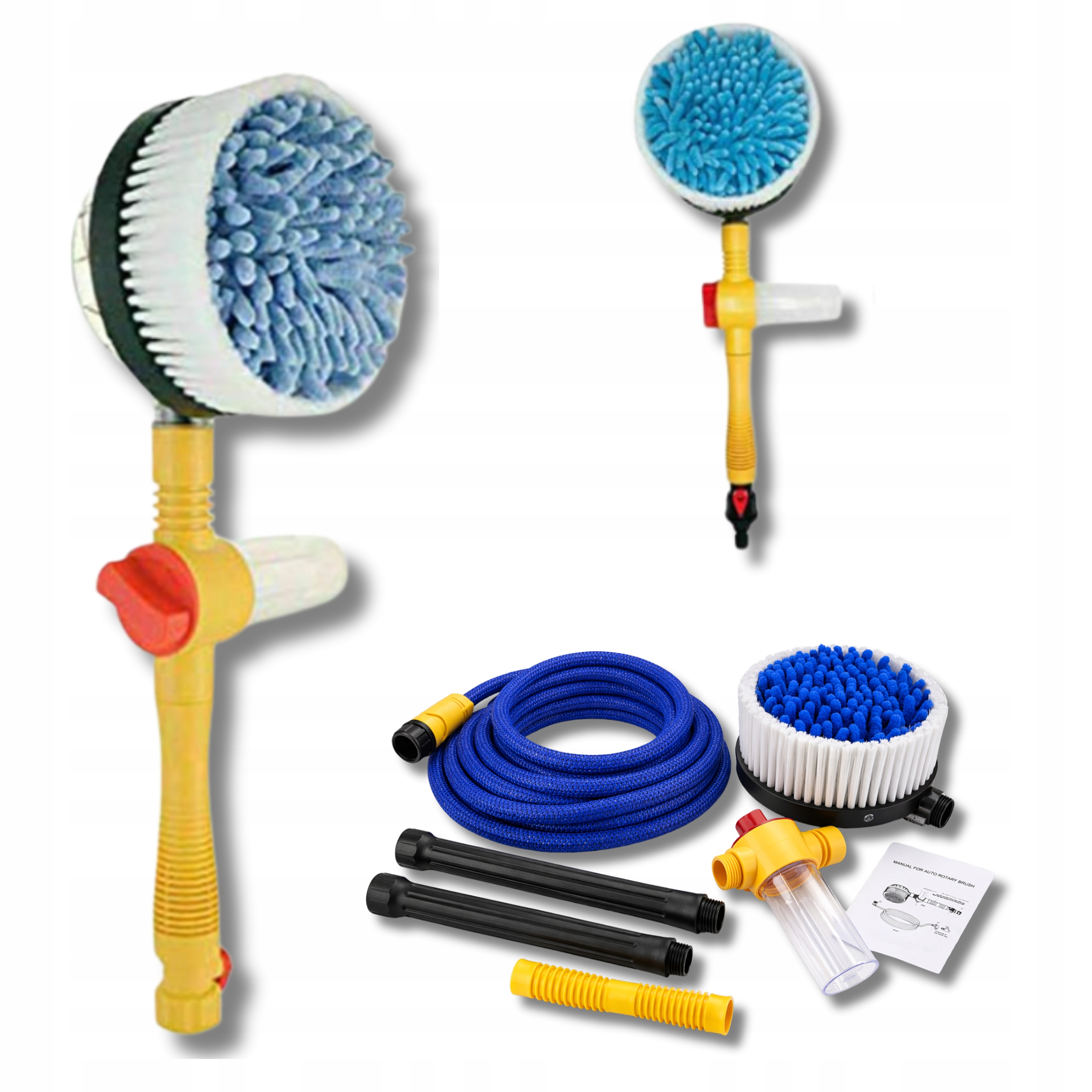 Rotační kartáč na mytí auta Nádrž na kapalinu Hadice 15 m Univerzální