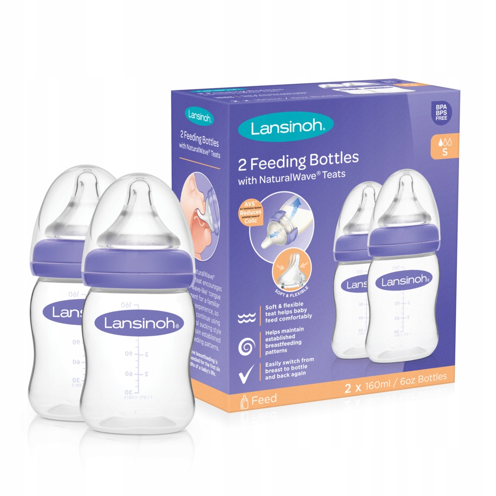 

Lansinoh butelka 2x160ml ze smoczkiem 0m+ zestaw