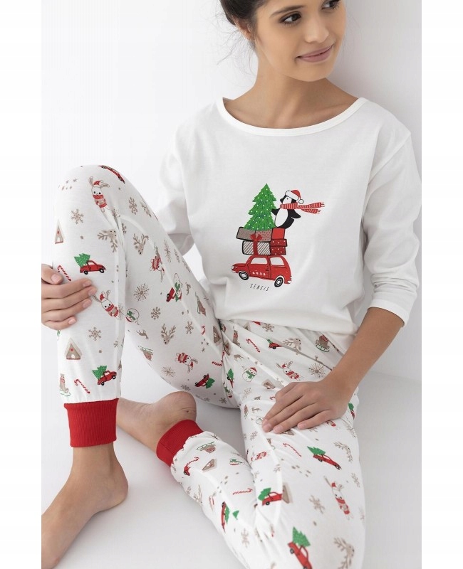 Pyžamo Sensis Lillian 3/4 Christmas S-Xl XL smetanové