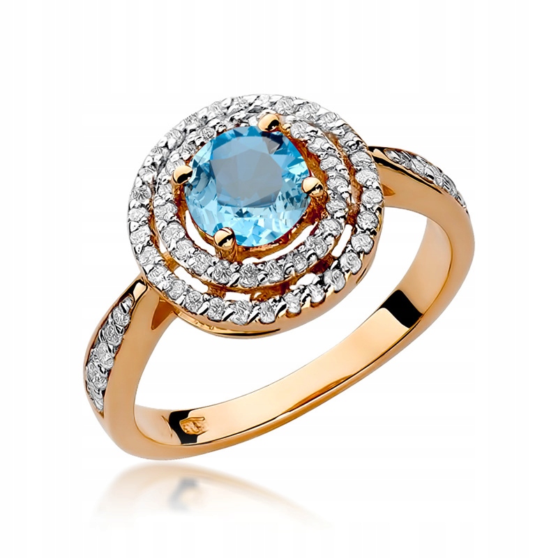 

Różowe Złoto Pierścionek Topaz Brylanty 0,38 Ct