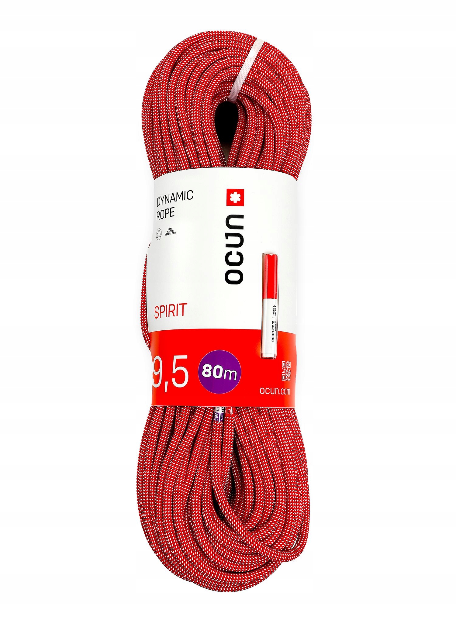 Lezecké lano Ocun Spirit 9,5 mm 80 m červená/bílá