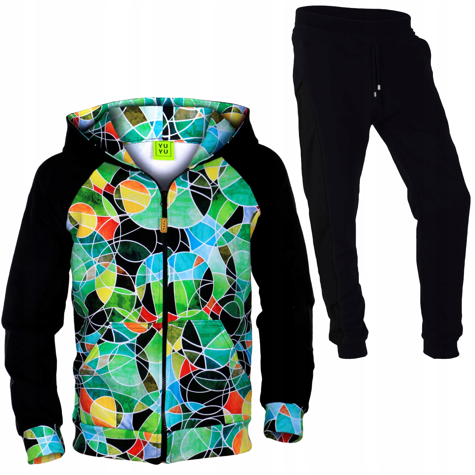 

Dres Bluza Kaptur Czarna +koła+spodnie Sznurek 158