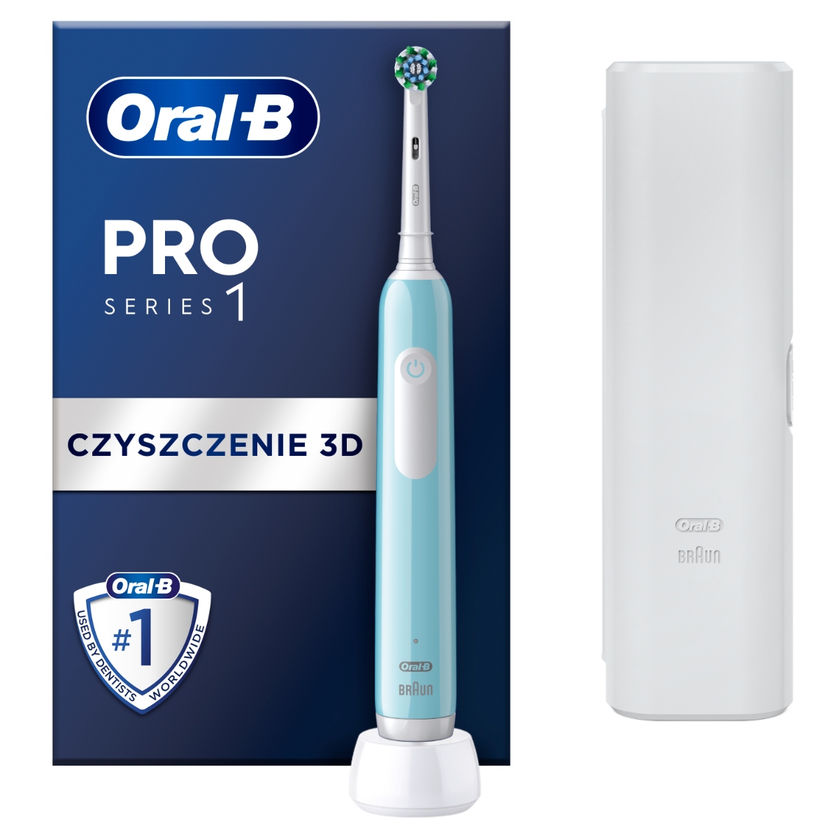 Szczoteczka Oral-B Pro 1 niebieska etui podróżne na Dzień Kobiet