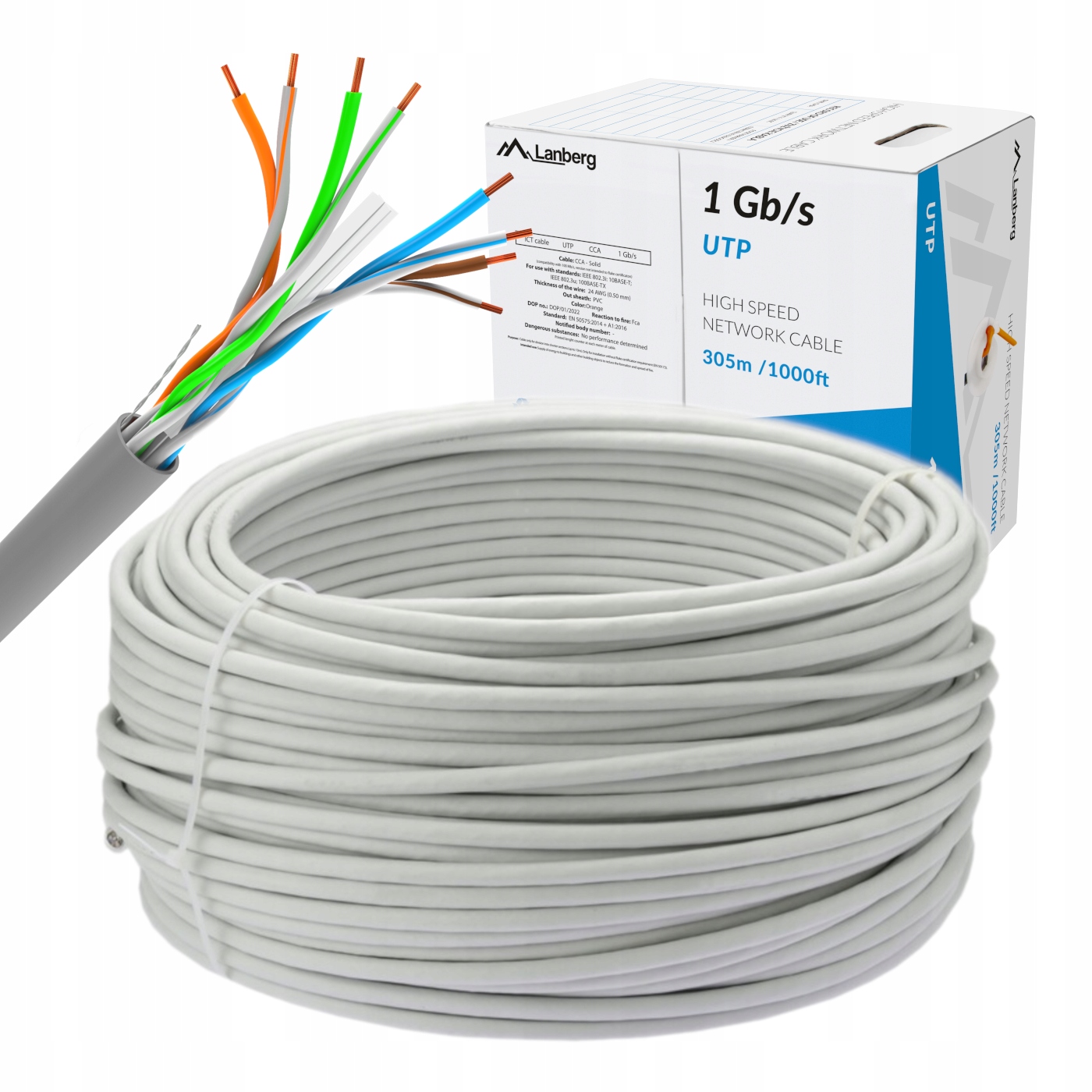 Kabel Sieciowy Kat Cat Lcu 6 Przewód Skrętka Cca Utp Lan RJ45 100M Lanberg