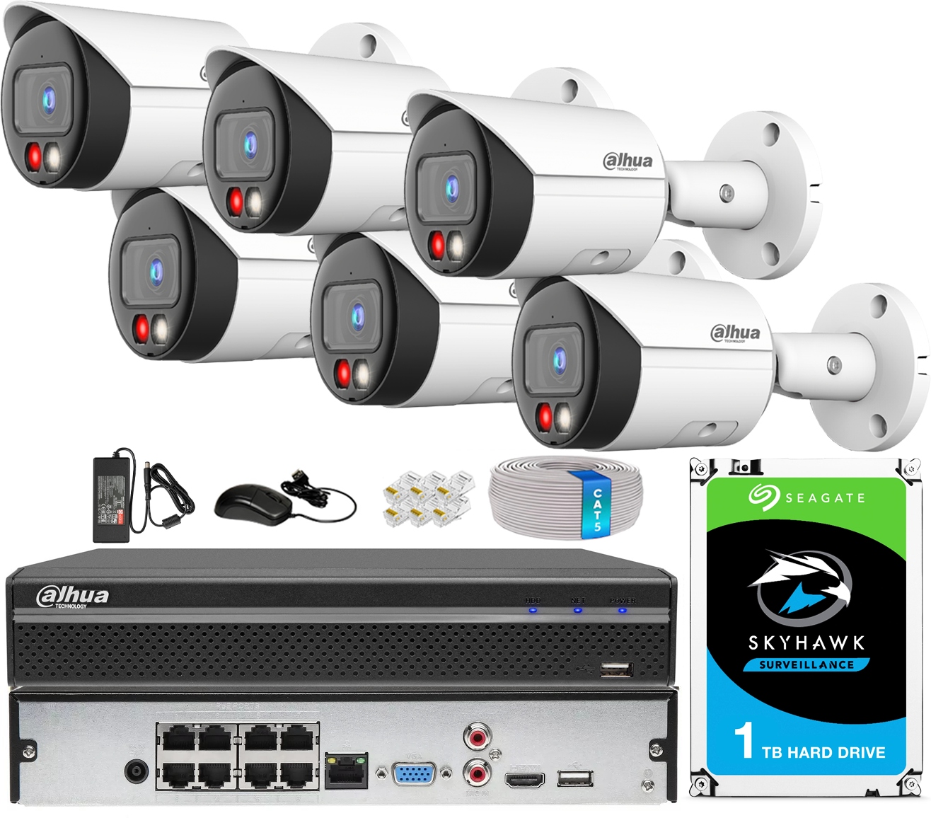 Sada na monitorovanie Ip Dahua 6 kamier 8Mpx 4K Rekordér 8 kanálov PoE