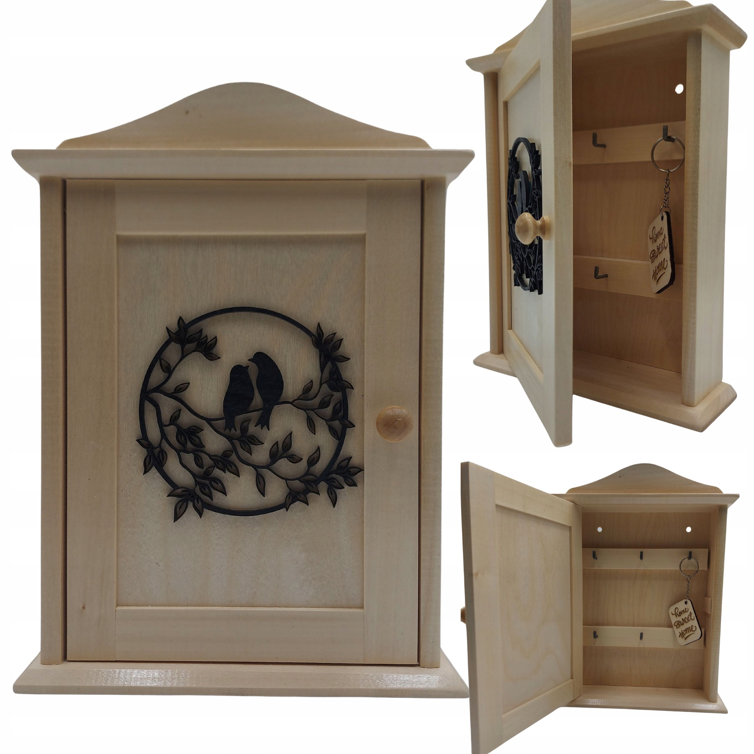 Skrzynka Na Klucze Szafka Naturalny Kolor Lakierowana Ścienna Dekoracja