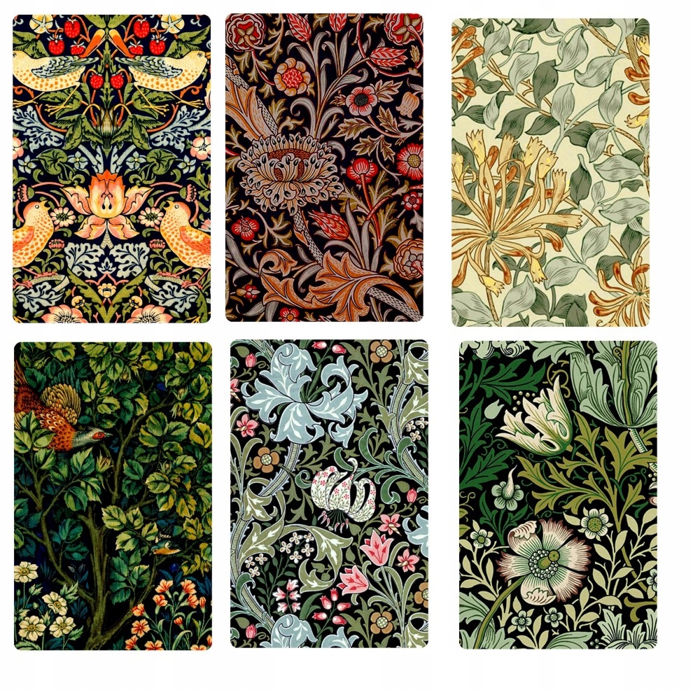 

6 magnesów na lodówkę William Morris kwiaty