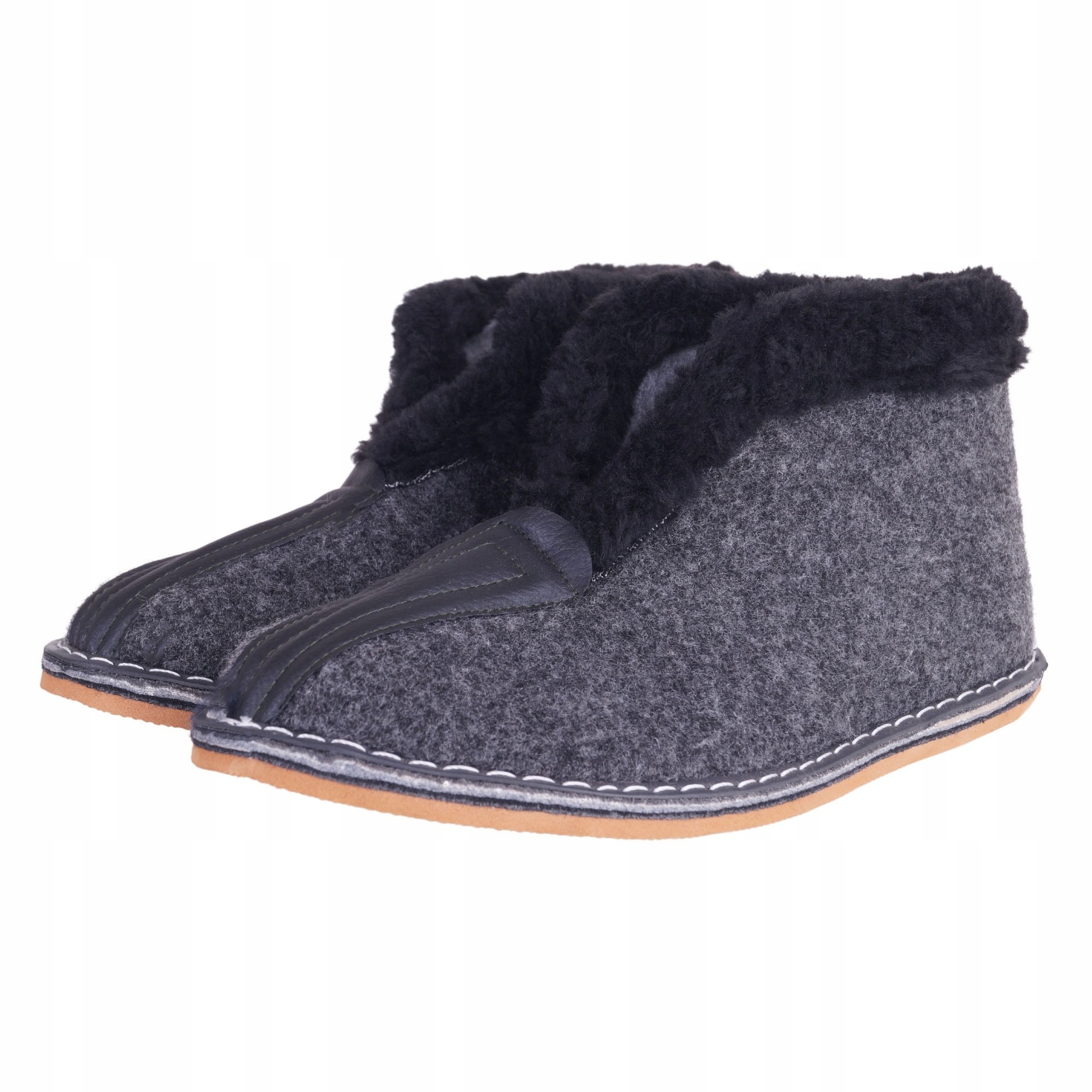 CIEPŁE POLSKIE BAMBOSZE FILCOWE DAMSKIE MĘSKIE 36 Kolor szary