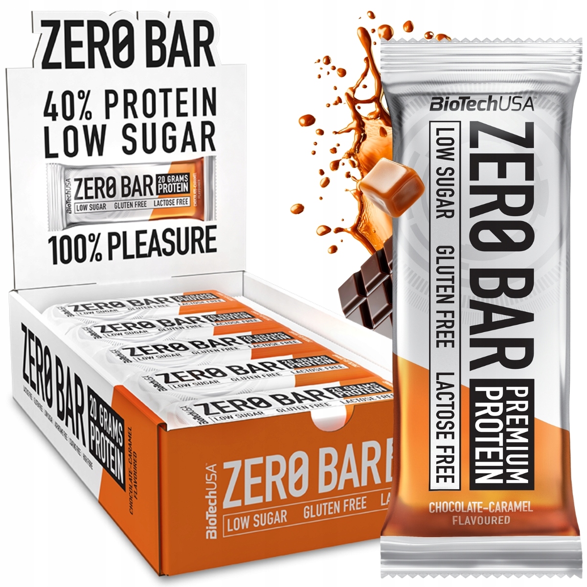 Biotech Usa Zero Bar 20x 50g Lahodná Proteinová Tyčinka Karamel Čokoláda
