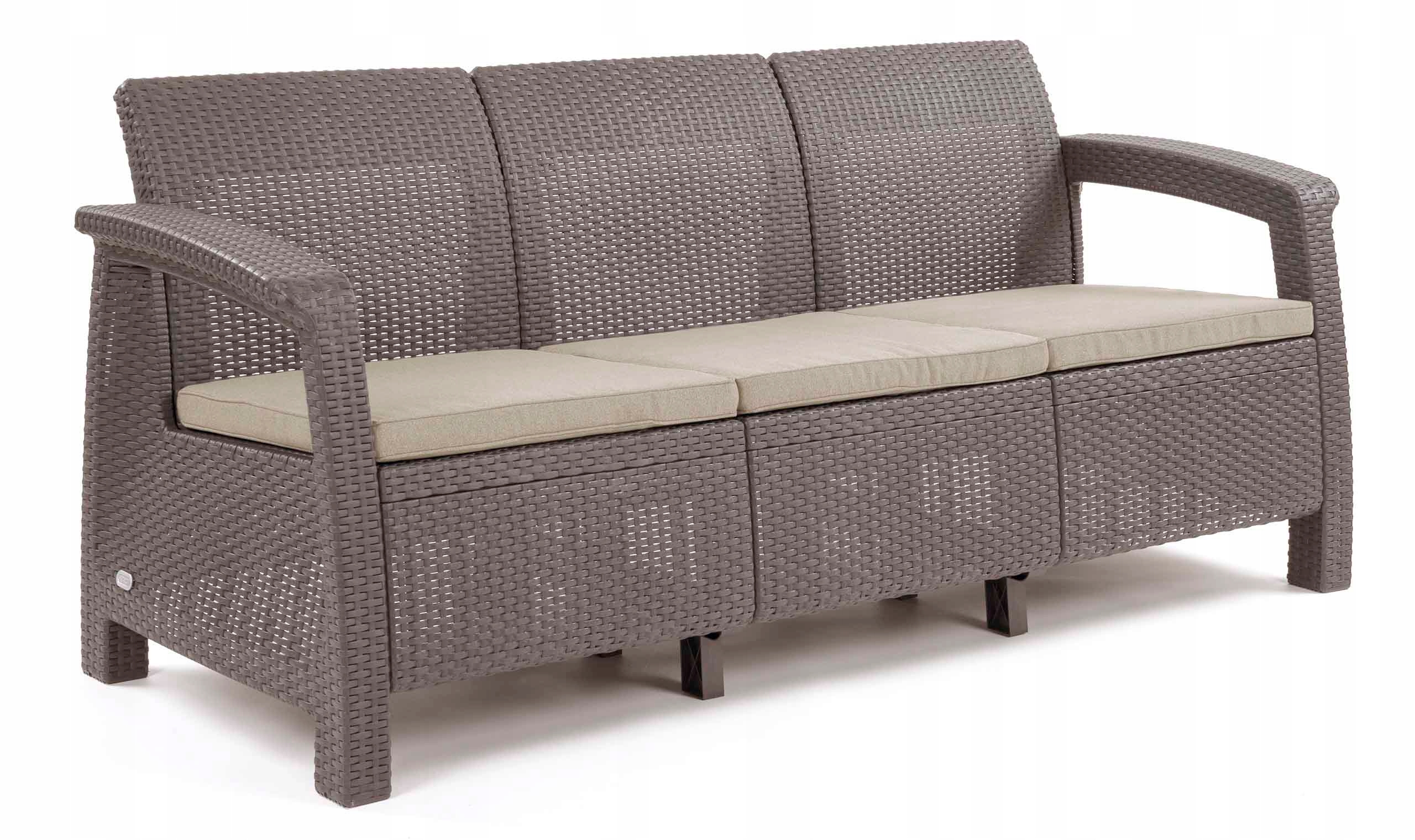 

Sofa kanapa ogrodowa 3-osobowa z poduszkami Corfu