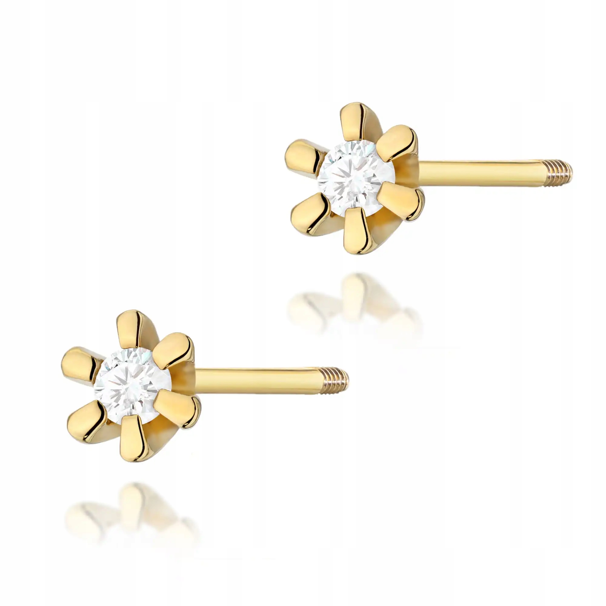 Dámské zlaté náušnice 585 s diamantem, elegantní jako dárek 14 karátů
