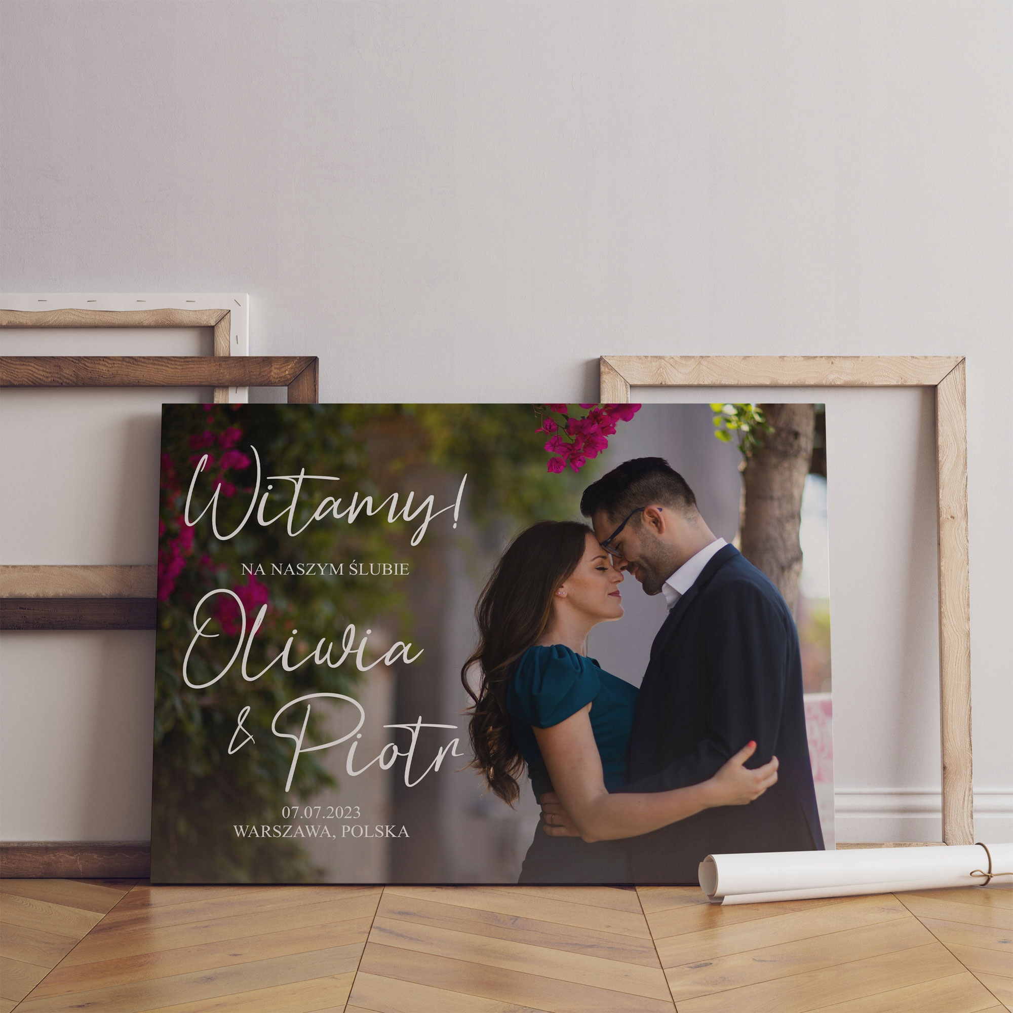 Obraz Na Płótnie Witamy Na Ślubie no1 70x50 cm Wysokość produktu 50 cm