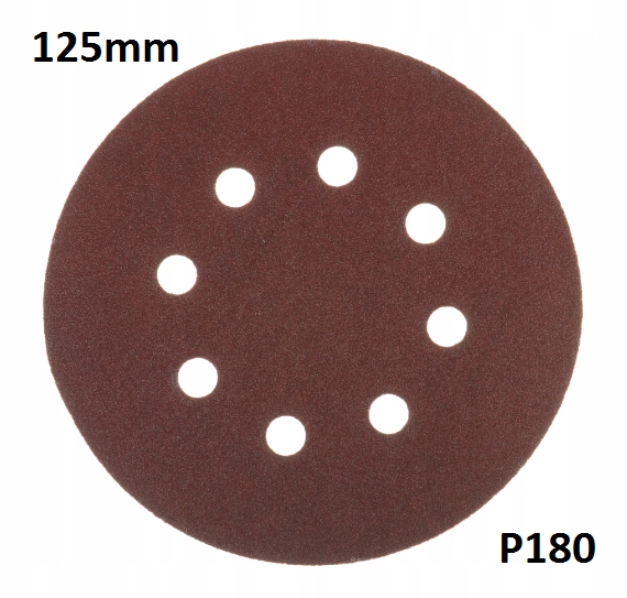 

Papier Ścierny Na Rzep 125mm z 8 otw p180 (50szt.)