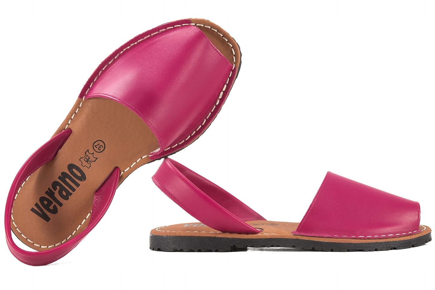 Verano 2010 Dámské Španělské Sandály Z fuchsiové kůže