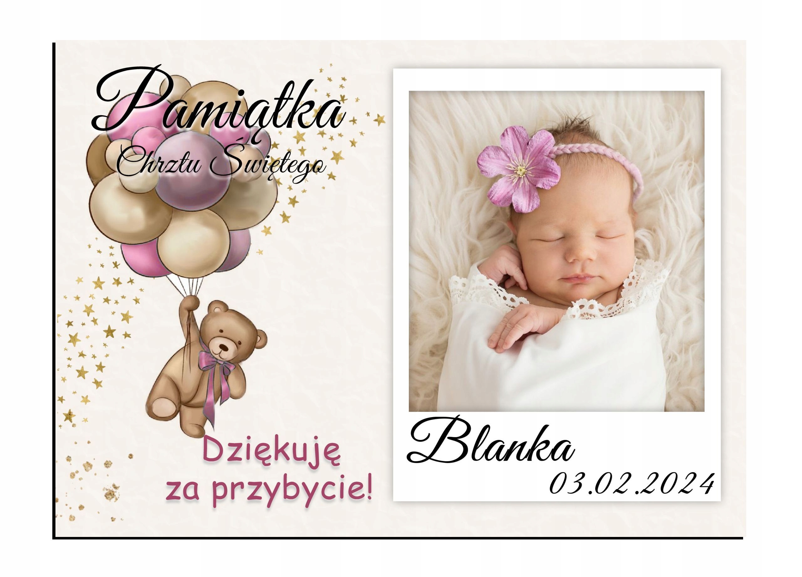 FOTO MAGNES Podziękowanie dla gości ze zdjęciem Chrzest Roczek 10x7cm O13 Marka inna