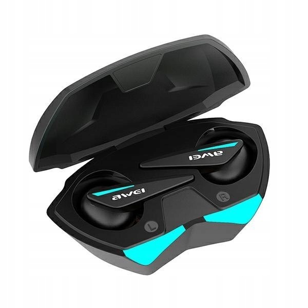 Awei słuchawki Bluetooth 5.0 T23 Tws+ stacja dokująca gamingowe czarny/blac