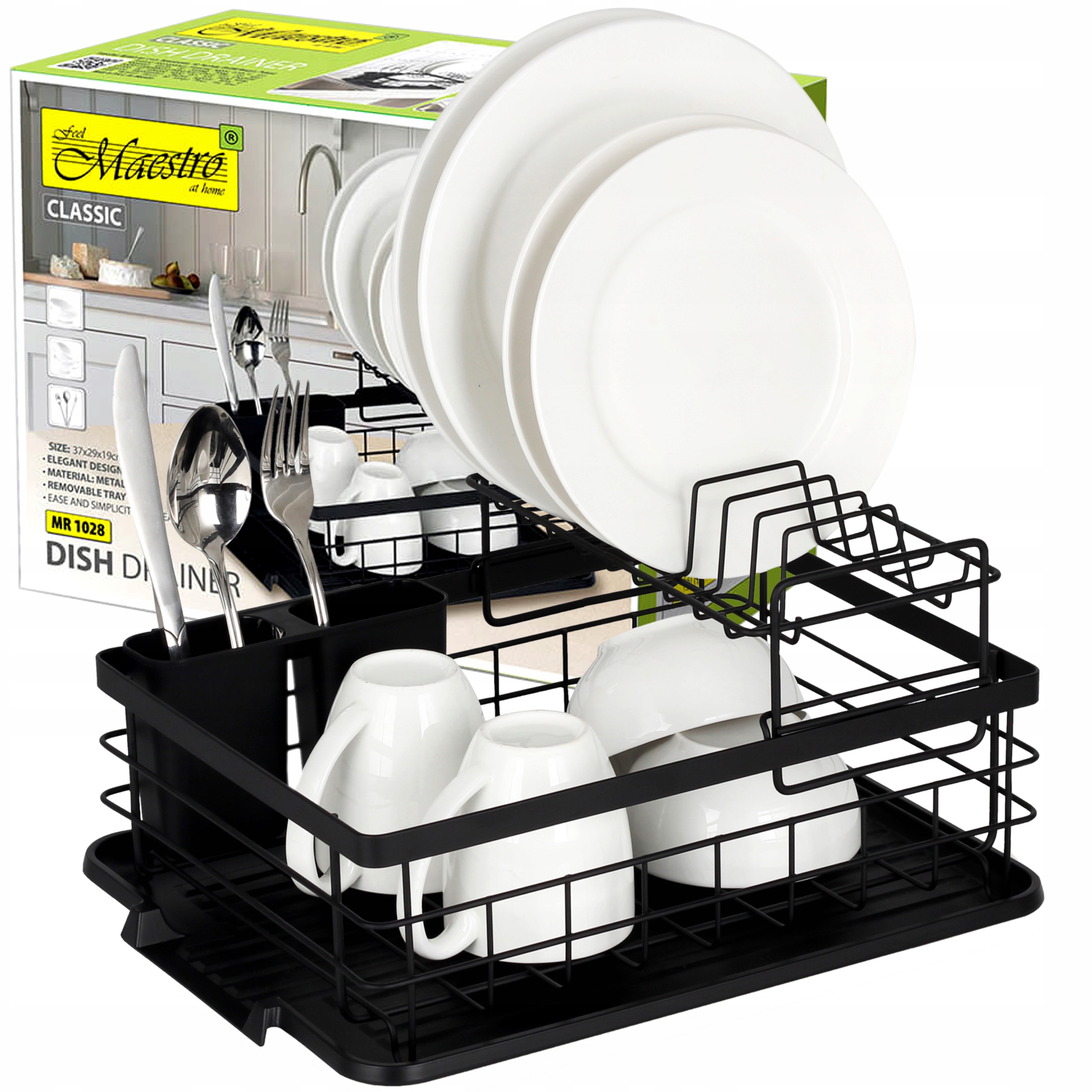 CZARNA SUSZARKA DO NACZYŃ DWUPOZIOMOWA OCIEKACZ