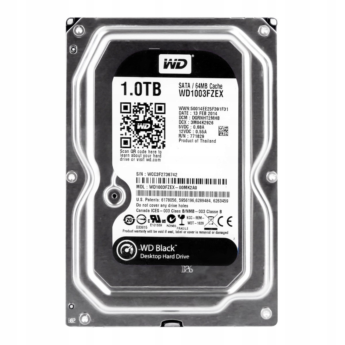 Wd Black 1TB 7.2K 64MB Sata III 3.5'' WD1003FZEX