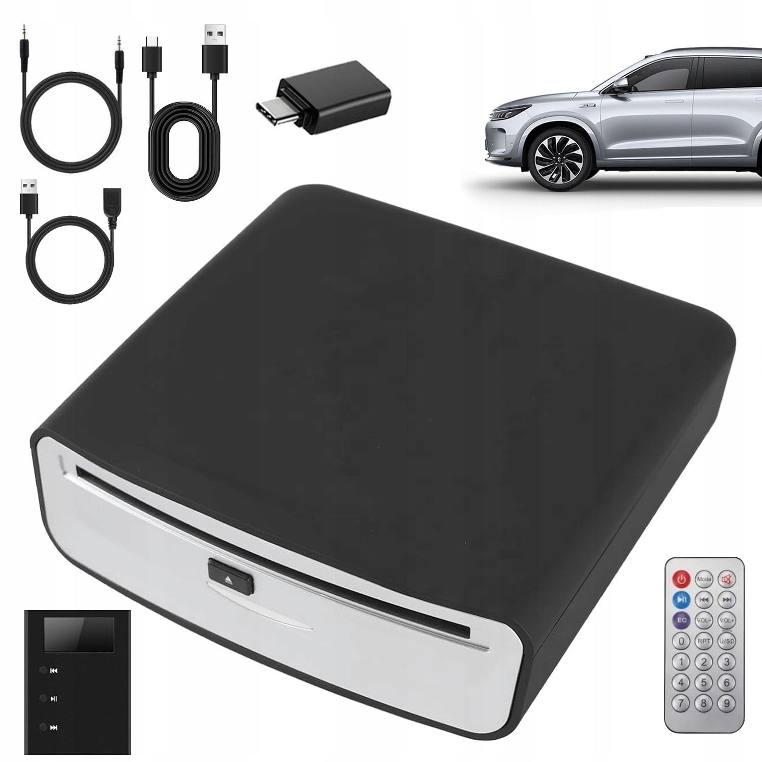 CD Přehrávač S Usb Kabelem A Dálkovým Ovladačem Aux Slot Pro Nahrávání Do Auta