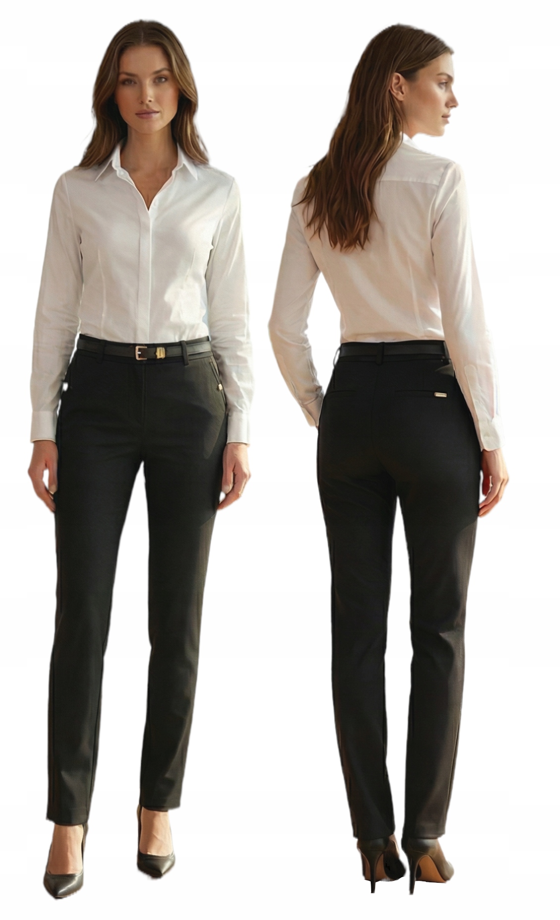 Freesia spodnie eleganckie damskie rurki długa czarny