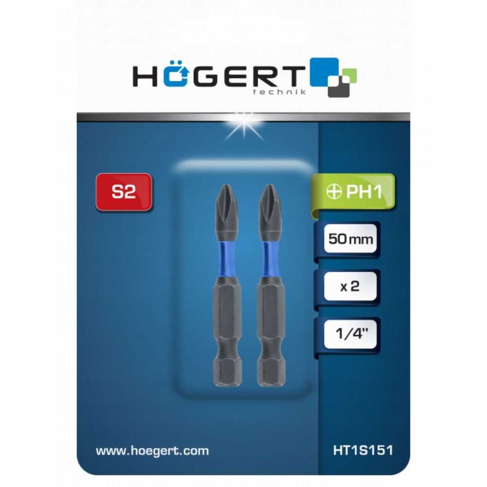Bit 1/4” 50mm PH1 2szt. Högert HT1S151 Marka Hoegert Technik