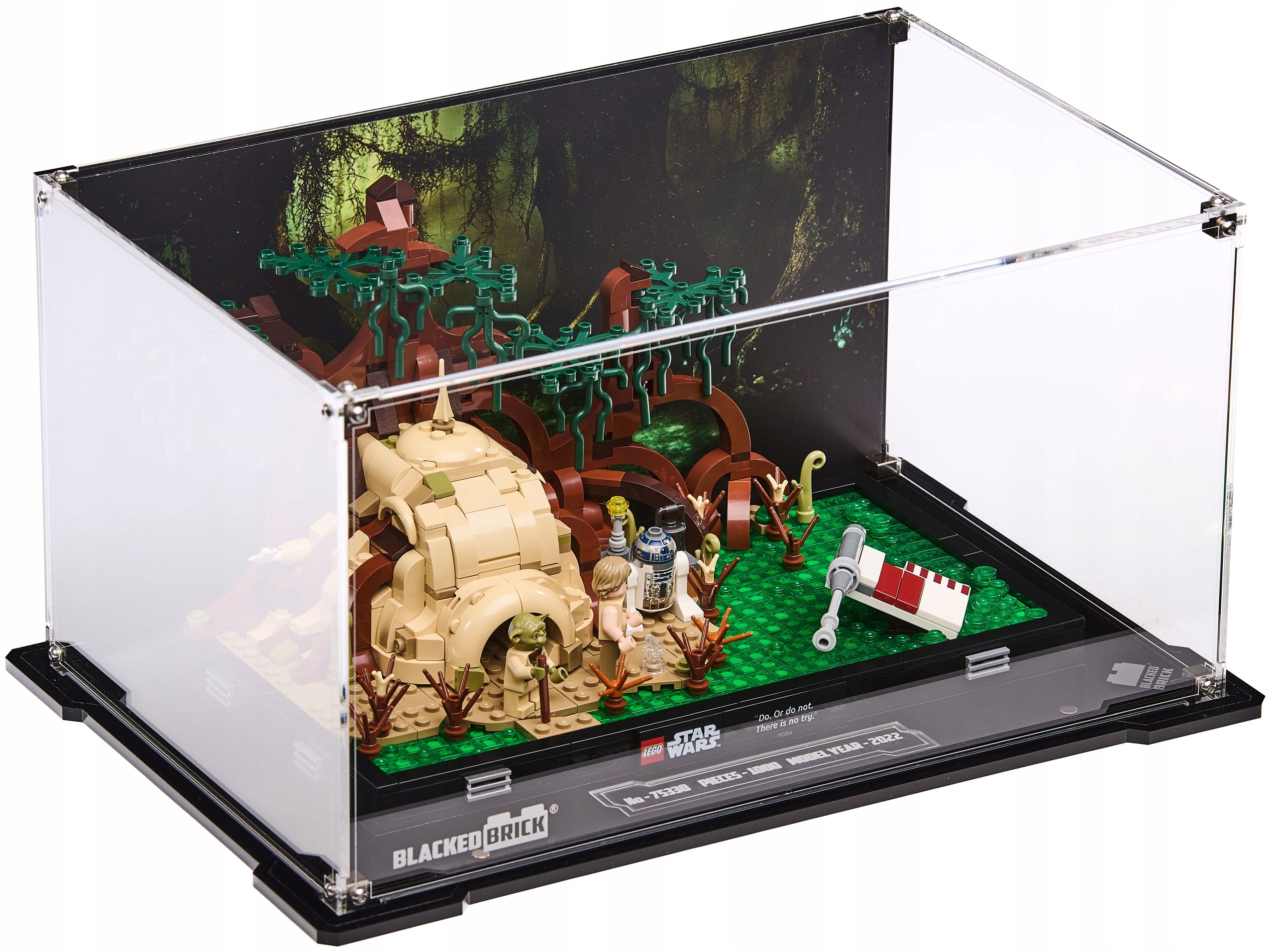 Vitrína s pozadím Blacked Brick pre Lego Star Wars 75330 Výcvik Jediov