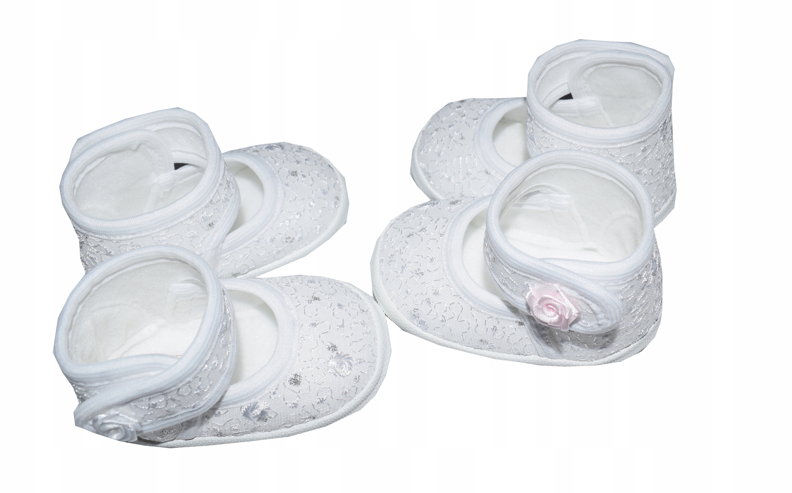 BALERINKI KORONKOWE na rzep Buciki do CHRZTU 12 cm Marka bez marki