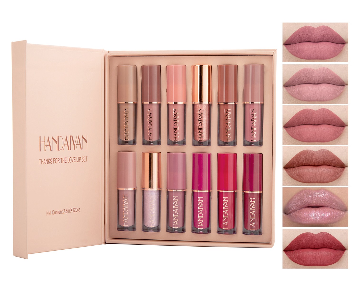 Sada rtěnek Rtěnka v tekuté matné barvě jako dárek 12 kusů