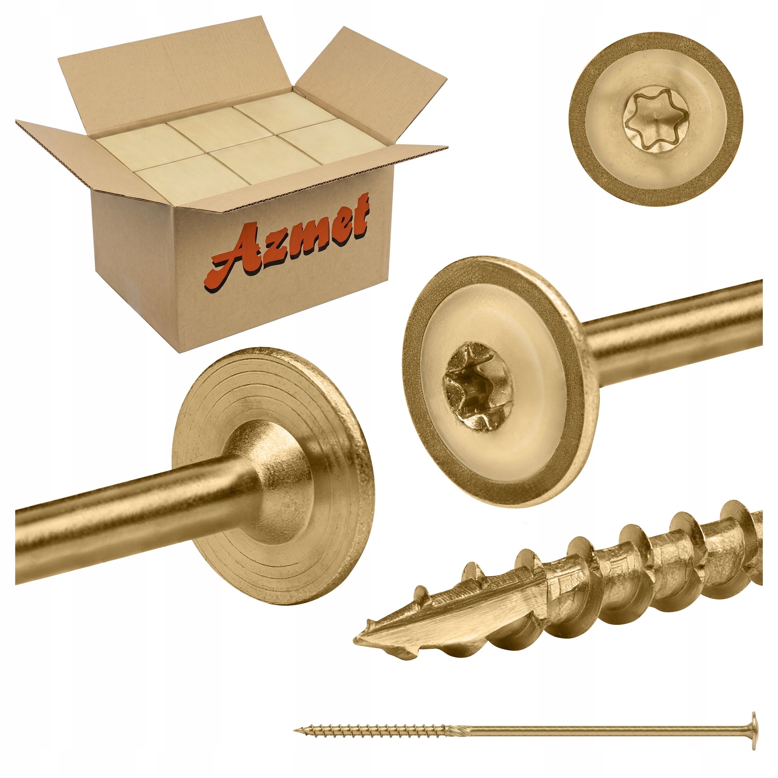 Tesárske skrutky 8x240 mm Torx do dreva, tanierové, 400 ks Azmet WCT08240