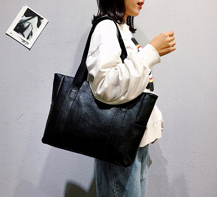 Torebka skórzana czarna A4 szoperka pojemna duża Kod producenta 3061118230984