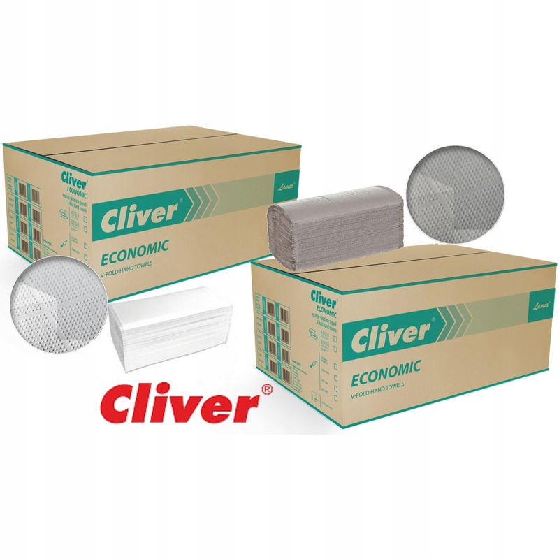 Levně Skládací ručníky Cliver Economic V-Fold 1w recyklovaný šedý (20x200)