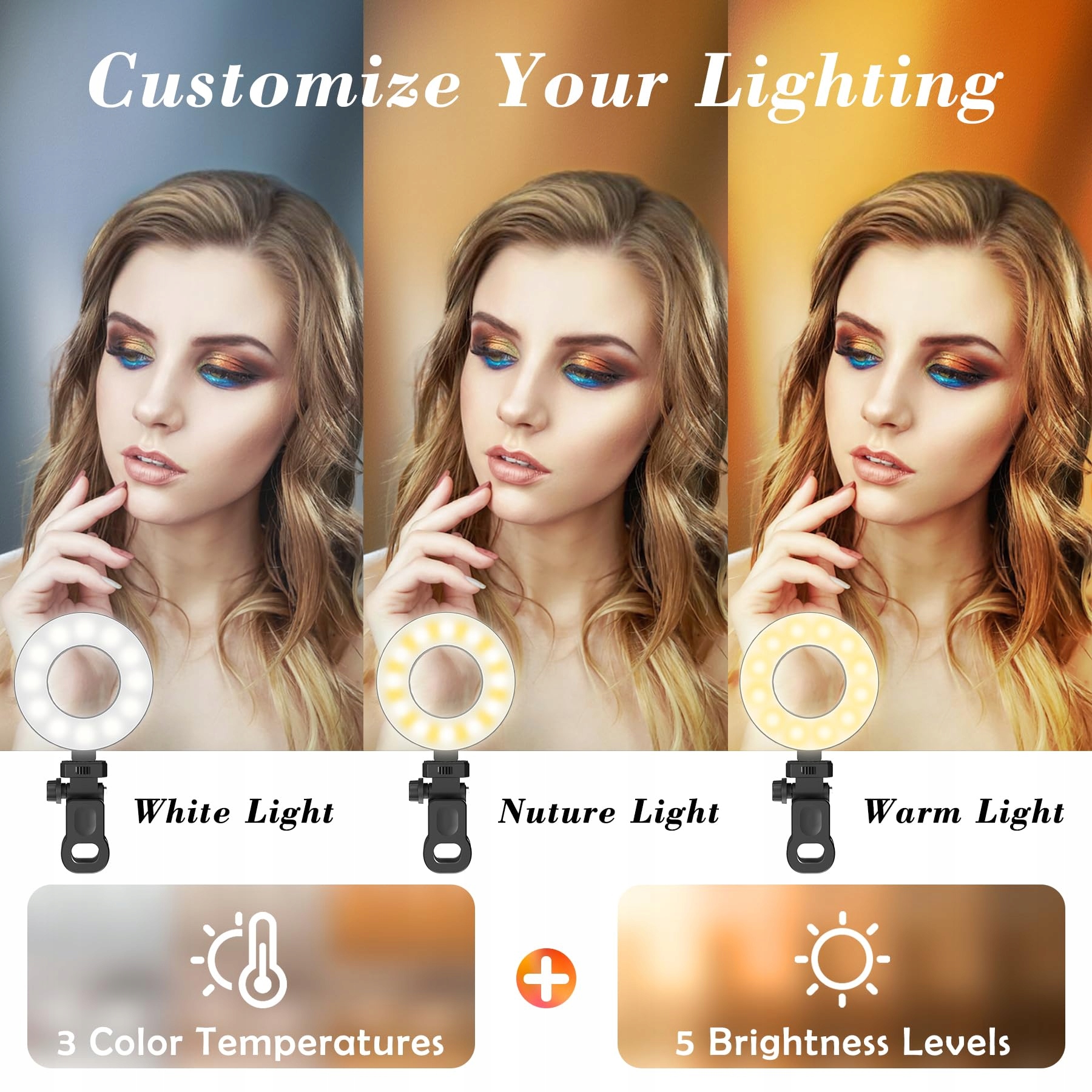 MOJIMDO LED Lampa Do Telefonu/Laptopa: Selfie, Wideokonferencje, Makijaż — miniatura 2