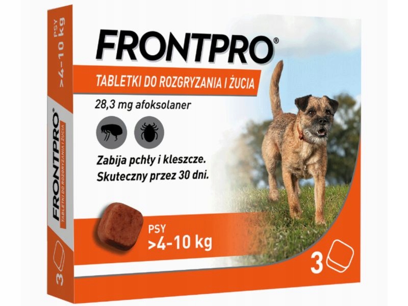 Frontpro Dog M 4-10KG 28,3MG 3 tabletki dla psów na pchły kleszcze