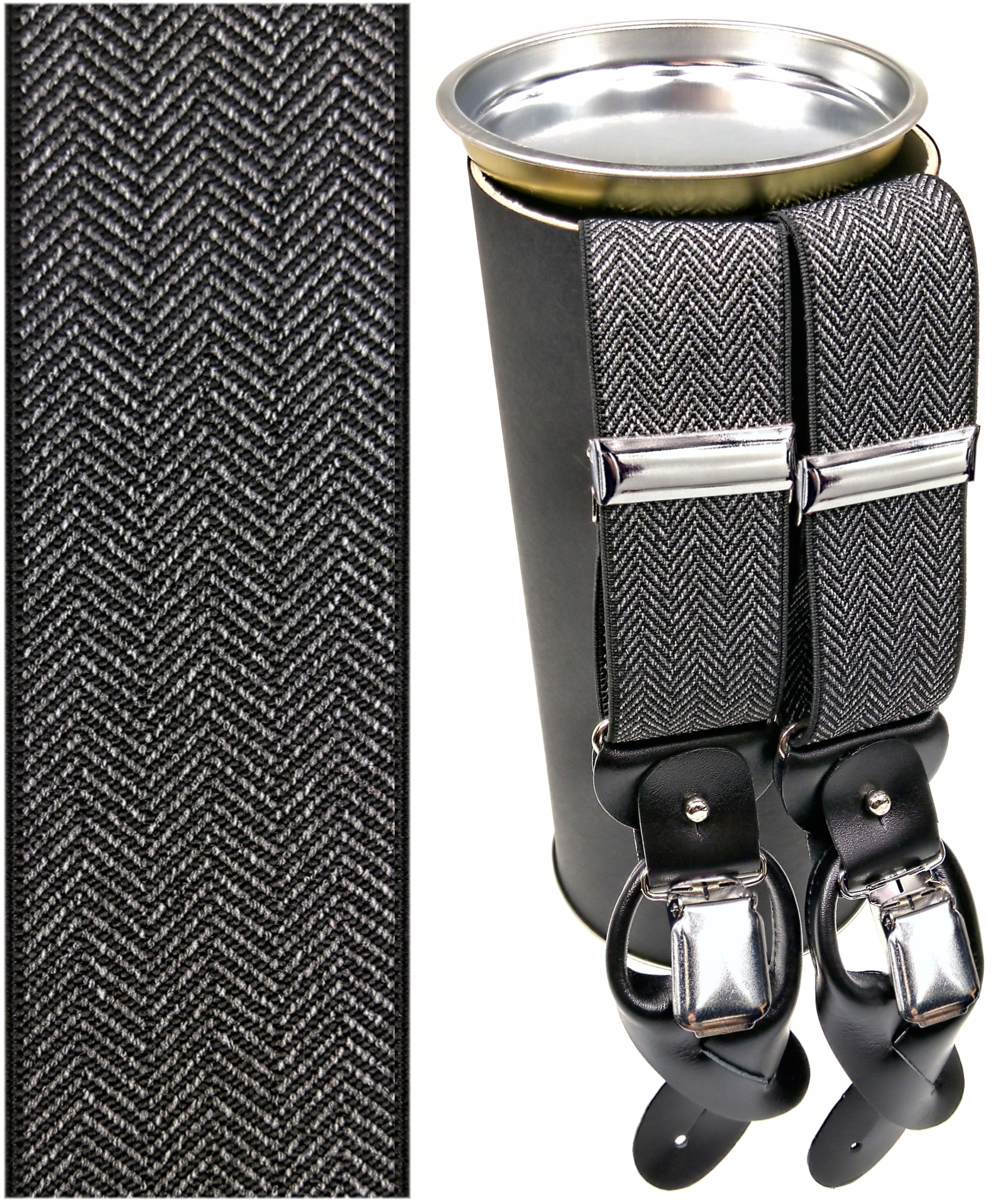 Szelki do spodni na guziki 2w1 GUMA JODEŁKA CZARNA