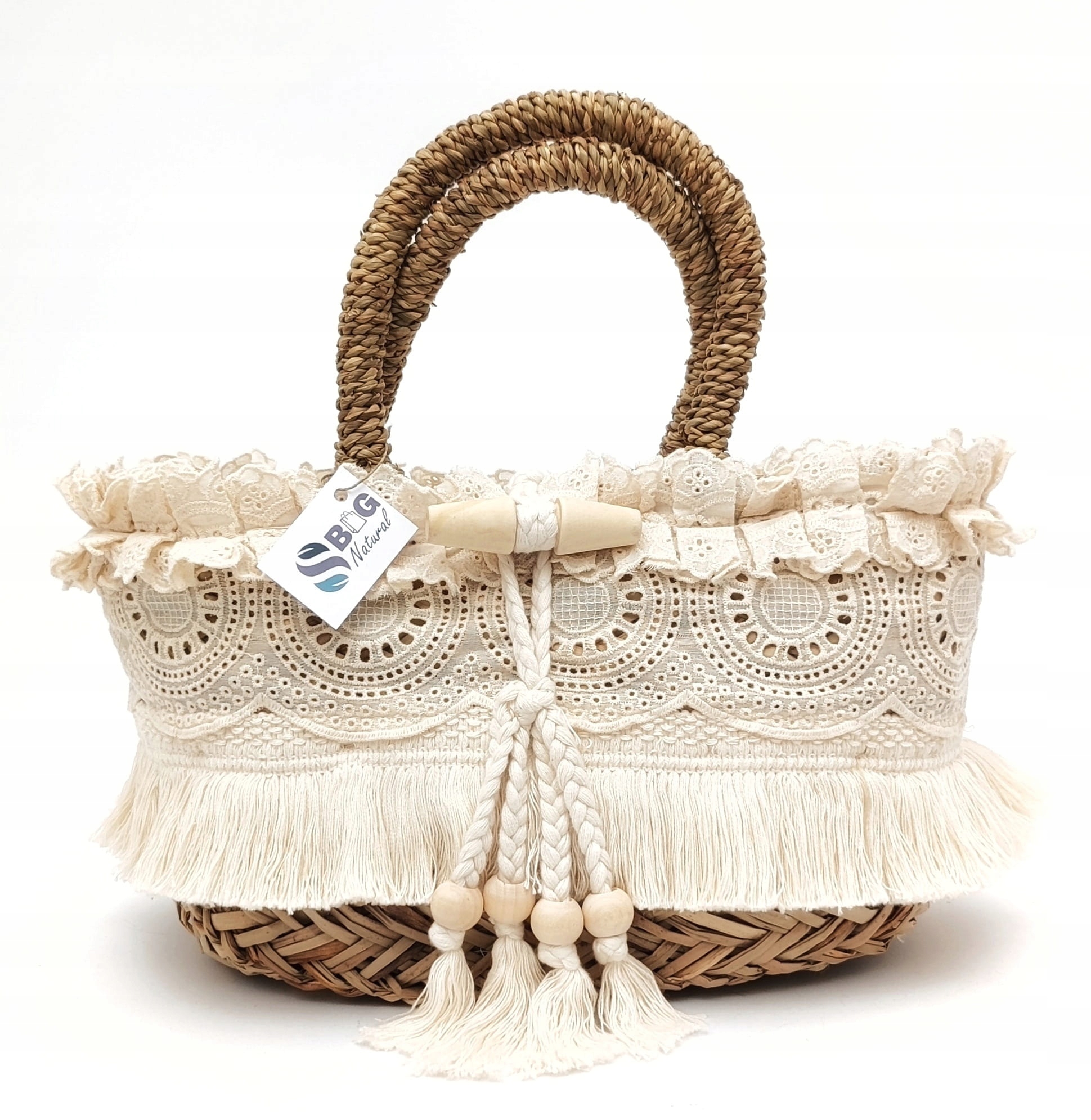 Kabelka košík do ruky pletený z mořské trávy malá