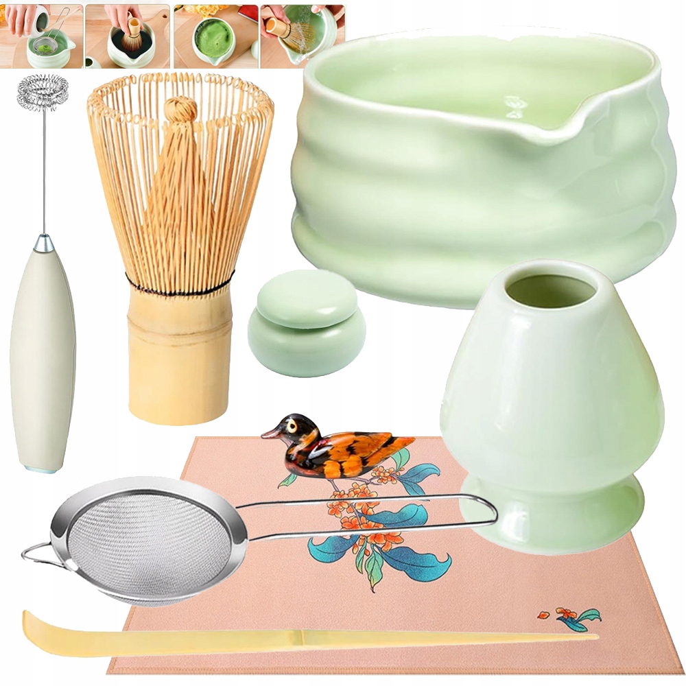 Dárková Sada Na Čaj Matcha 9-DÍLNÁ Sada Podstavců Lžička