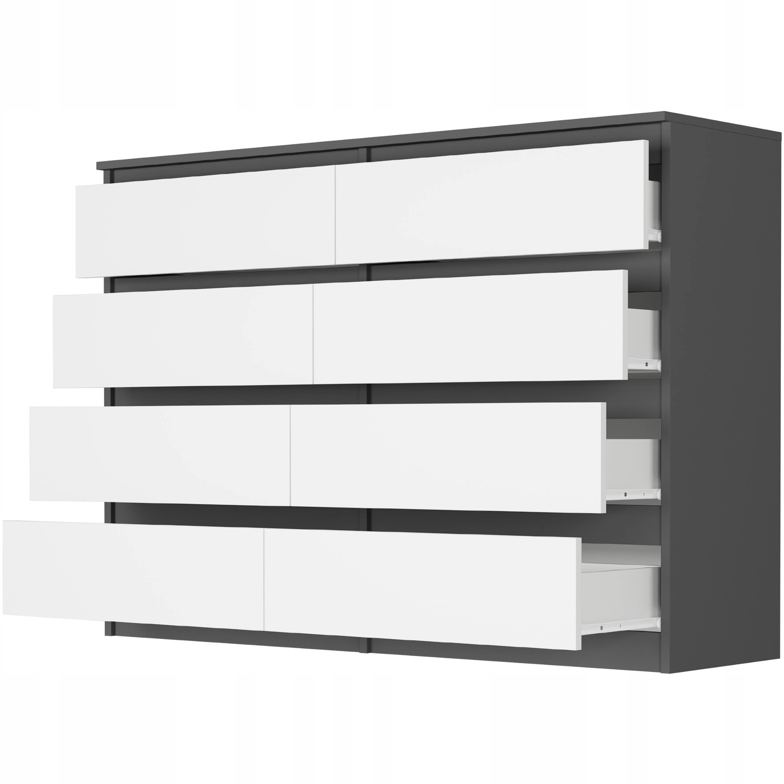 Nowoczesna KOMODA 140CM SZAFKA 8 SZUFLAD PL MIX ANTRACYT R-140-S8