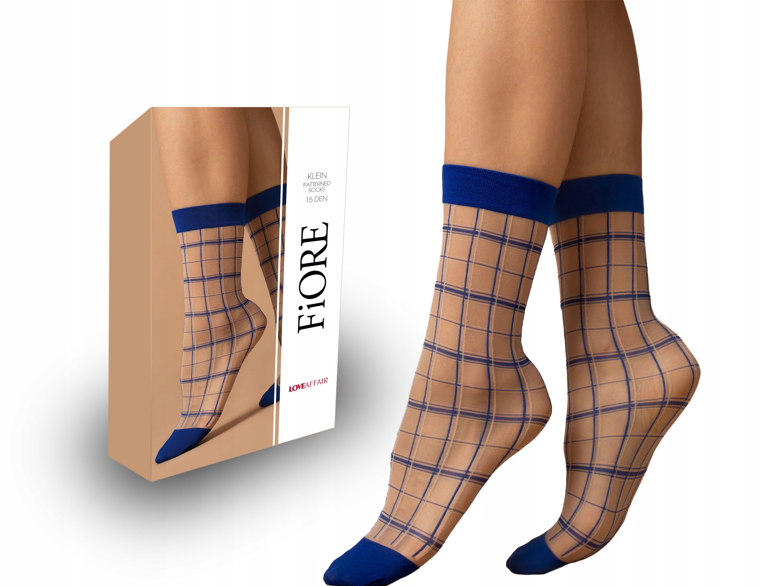 

Fiore Klein skarpetki 15den w kratkę cobalt/poudre