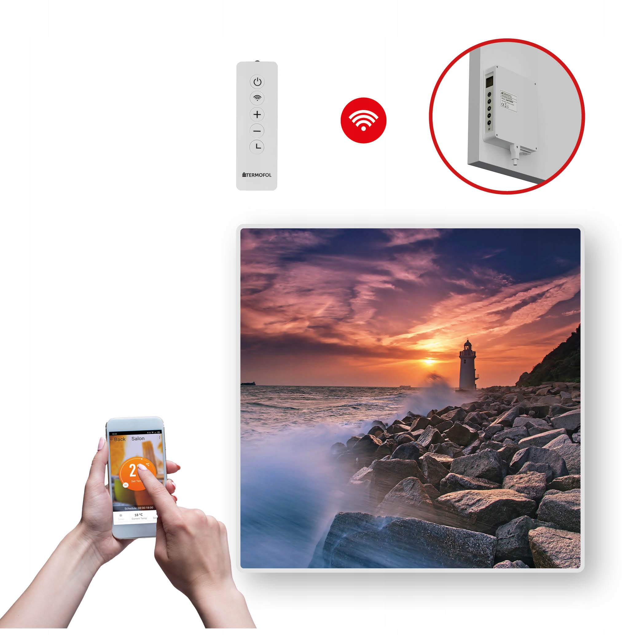 Dekoračný infračervený Ohrievací Panel s výkonom 350 W a Wifi